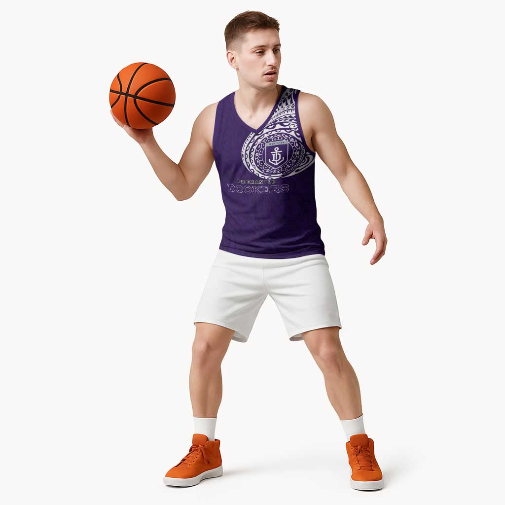 Personalized Fremantle Dockers Polynesian Basketball Jersey Tribal Chest and Sleeve Tattoo Heritage Warrior