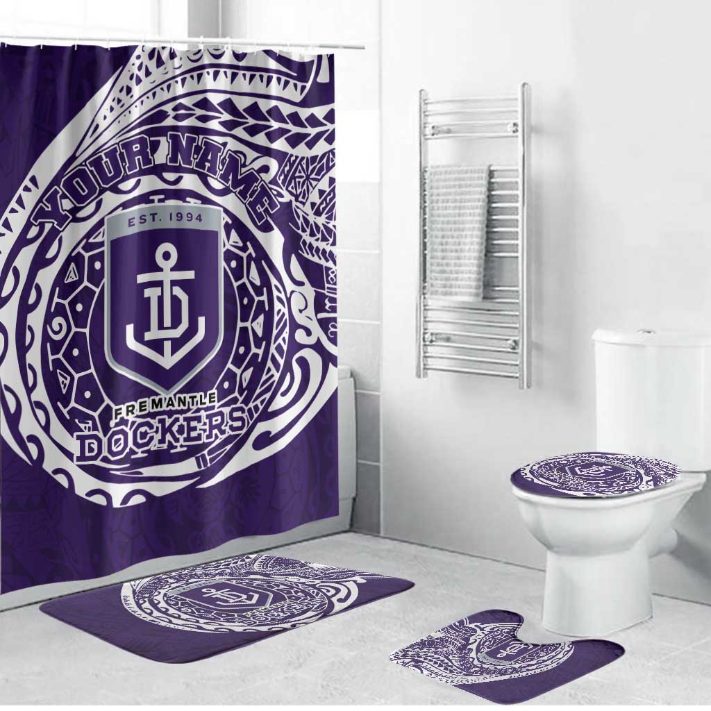 Personalized Fremantle Dockers Polynesian Bathroom Set Tribal Chest and Sleeve Tattoo Heritage Warrior