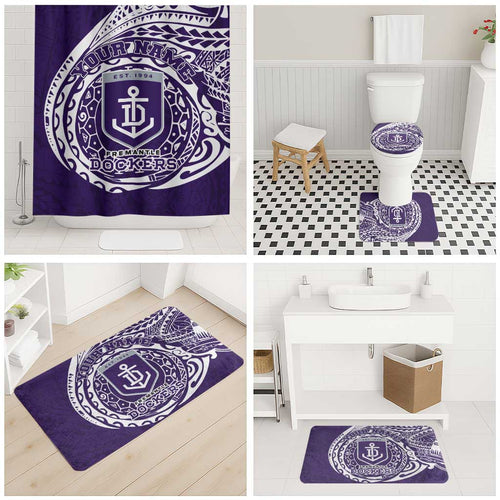 Personalized Fremantle Dockers Polynesian Bathroom Set Tribal Chest and Sleeve Tattoo Heritage Warrior