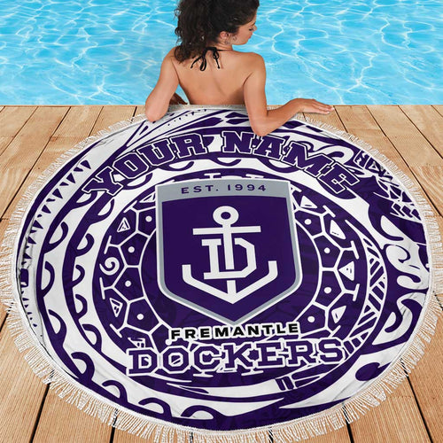 Personalized Fremantle Dockers Polynesian Beach Blanket Tribal Chest and Sleeve Tattoo Heritage Warrior