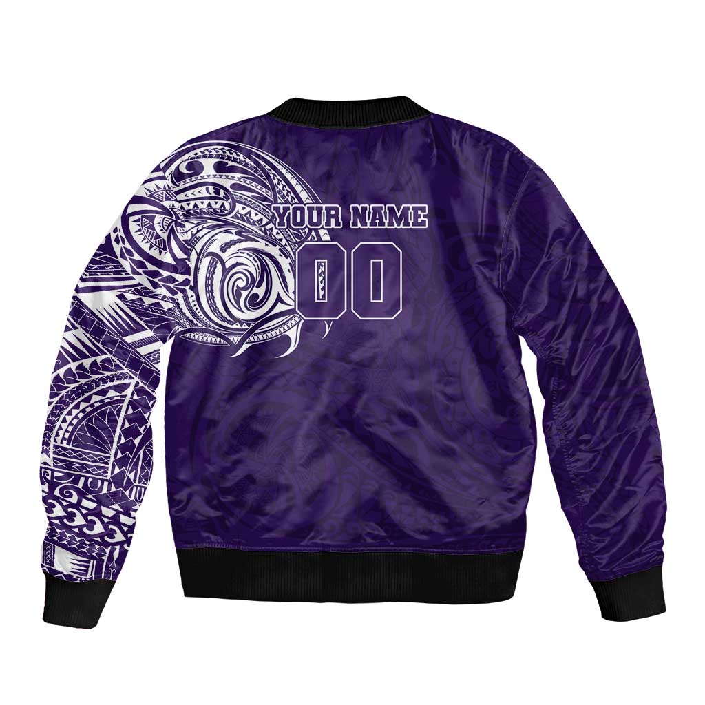Personalized Fremantle Dockers Polynesian Bomber Jacket Tribal Chest and Sleeve Tattoo Heritage Warrior