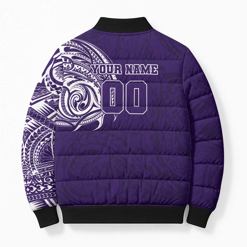 Personalized Fremantle Dockers Polynesian Bomber Puffer Jacket Tribal Chest and Sleeve Tattoo Heritage Warrior