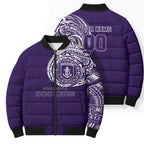 Personalized Fremantle Dockers Polynesian Bomber Puffer Jacket Tribal Chest and Sleeve Tattoo Heritage Warrior