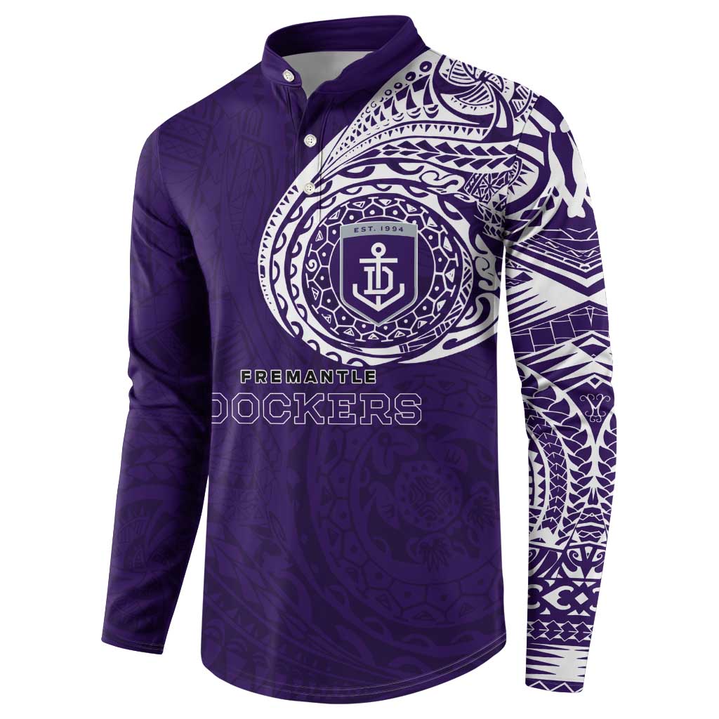 Personalized Fremantle Dockers Polynesian Button Sweatshirt Tribal Chest and Sleeve Tattoo Heritage Warrior
