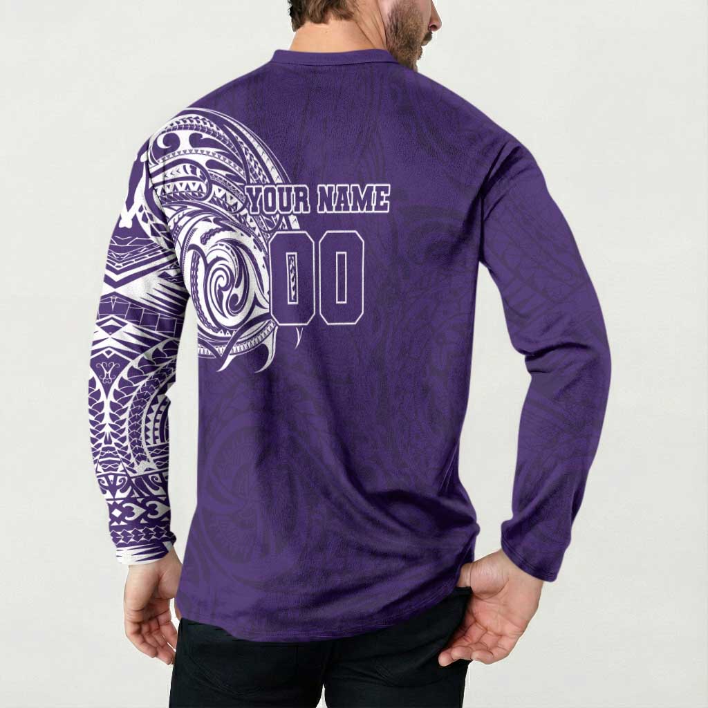 Personalized Fremantle Dockers Polynesian Button Sweatshirt Tribal Chest and Sleeve Tattoo Heritage Warrior