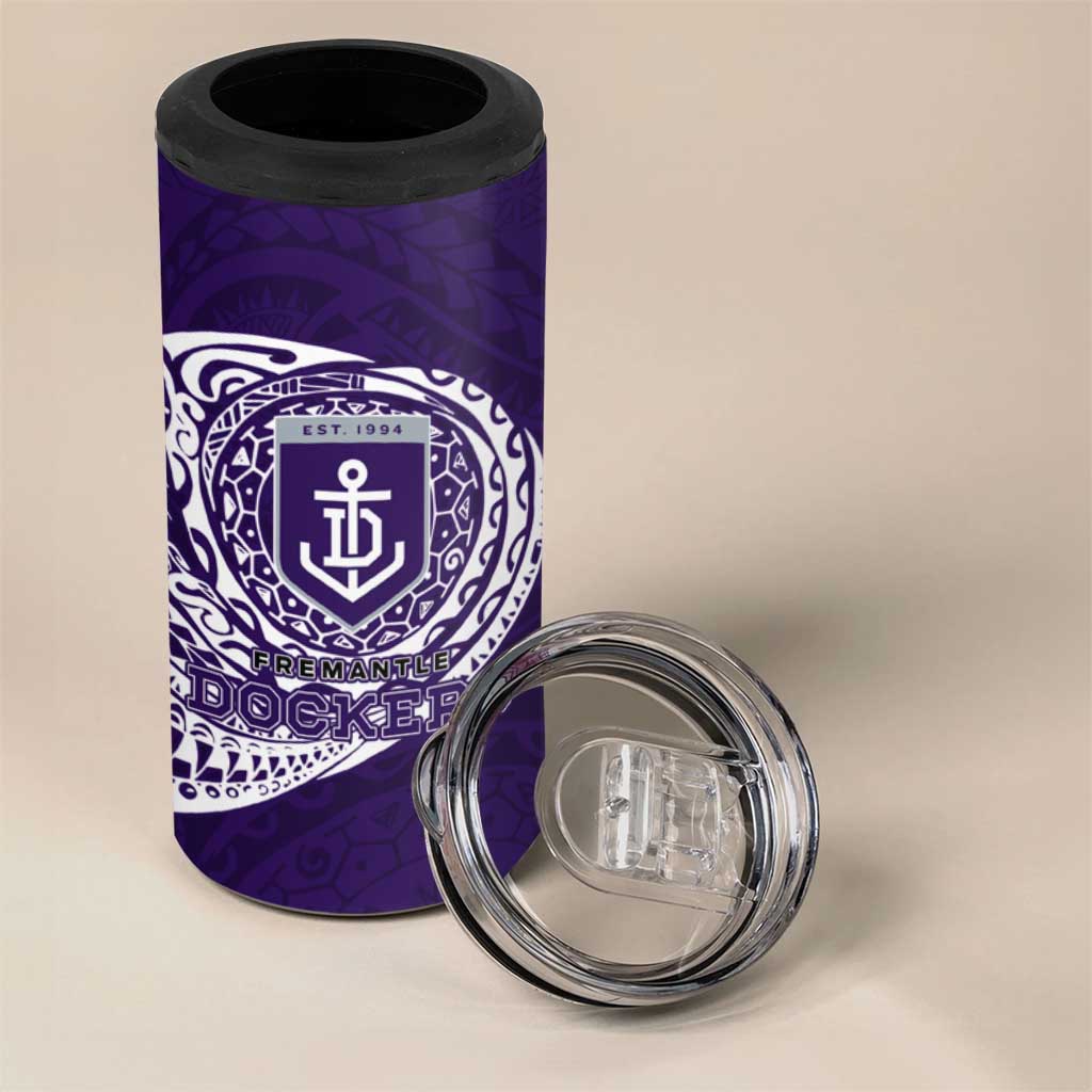 Personalized Fremantle Dockers Polynesian 4 in 1 Can Cooler Tumbler Tribal Chest and Sleeve Tattoo Heritage Warrior