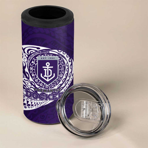 Personalized Fremantle Dockers Polynesian 4 in 1 Can Cooler Tumbler Tribal Chest and Sleeve Tattoo Heritage Warrior
