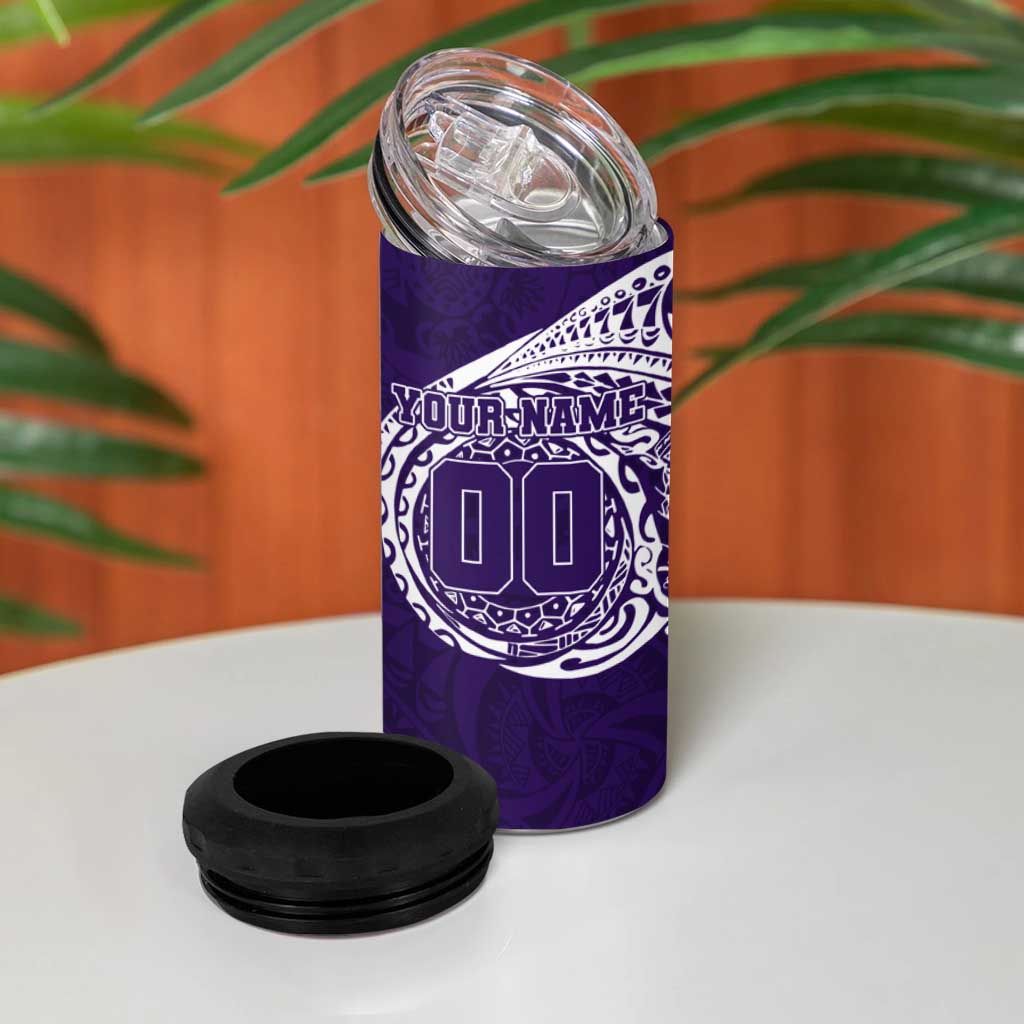 Personalized Fremantle Dockers Polynesian 4 in 1 Can Cooler Tumbler Tribal Chest and Sleeve Tattoo Heritage Warrior