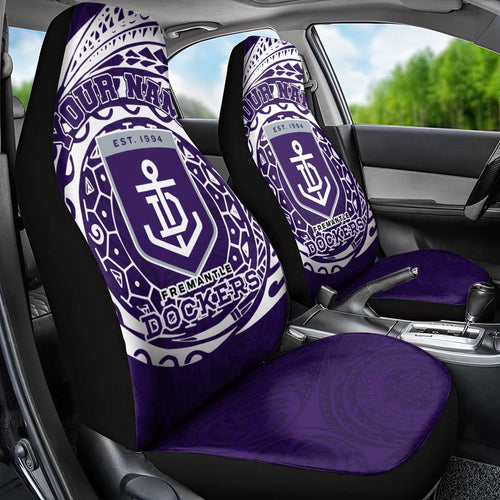 Personalized Fremantle Dockers Polynesian Car Seat Cover Tribal Chest and Sleeve Tattoo Heritage Warrior