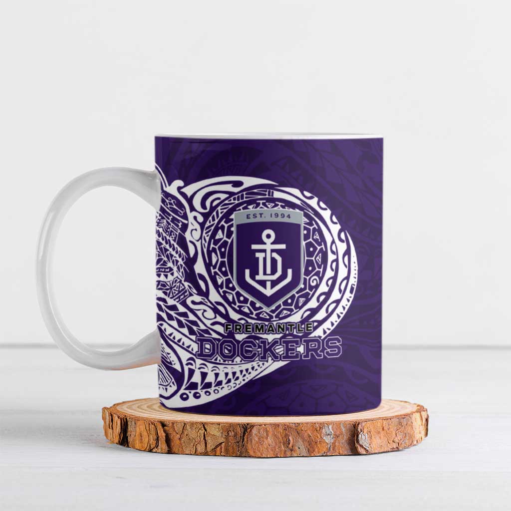 Personalized Fremantle Dockers Polynesian Ceramic Mug Tribal Chest and Sleeve Tattoo Heritage Warrior