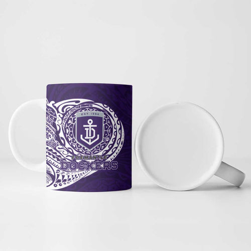 Personalized Fremantle Dockers Polynesian Ceramic Mug Tribal Chest and Sleeve Tattoo Heritage Warrior