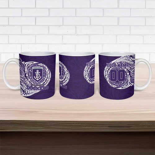 Personalized Fremantle Dockers Polynesian Ceramic Mug Tribal Chest and Sleeve Tattoo Heritage Warrior