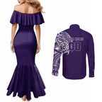 Personalized Fremantle Dockers Polynesian Couples Matching Mermaid Dress and Long Sleeve Button Shirt Tribal Chest and Sleeve Tattoo Heritage Warrior