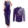 Personalized Fremantle Dockers Polynesian Couples Matching Tank Maxi Dress and Long Sleeve Button Shirt Tribal Chest and Sleeve Tattoo Heritage Warrior