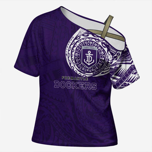 Personalized Fremantle Dockers Polynesian Cross Shoulder Shirt Tribal Chest and Sleeve Tattoo Heritage Warrior