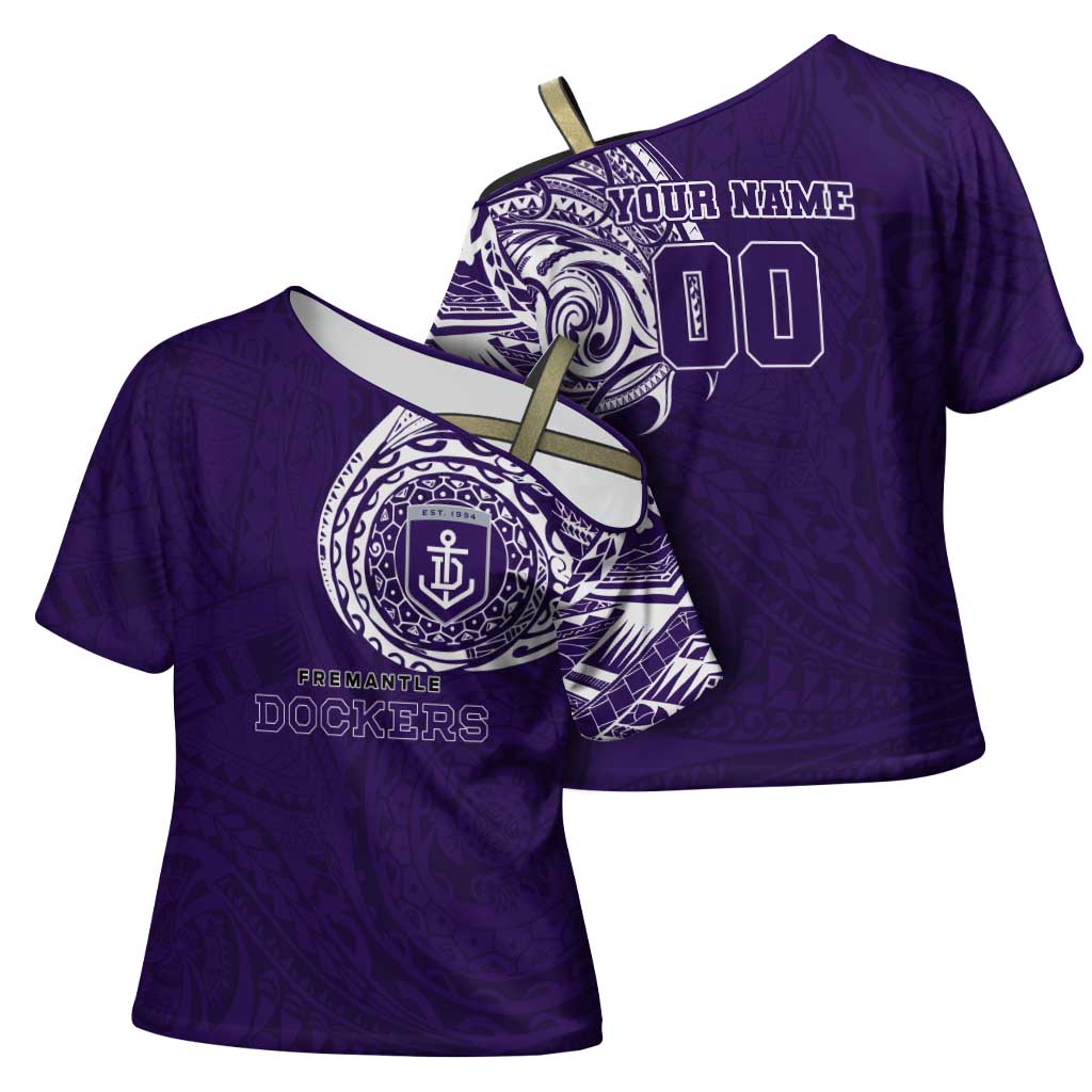Personalized Fremantle Dockers Polynesian Cross Shoulder Shirt Tribal Chest and Sleeve Tattoo Heritage Warrior