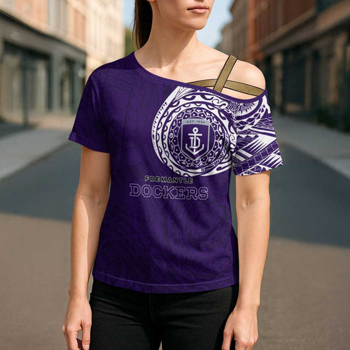 Personalized Fremantle Dockers Polynesian Cross Shoulder Shirt Tribal Chest and Sleeve Tattoo Heritage Warrior