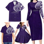 Personalized Fremantle Dockers Polynesian Family Matching Long Sleeve Bodycon Dress and Hawaiian Shirt Tribal Chest and Sleeve Tattoo Heritage Warrior
