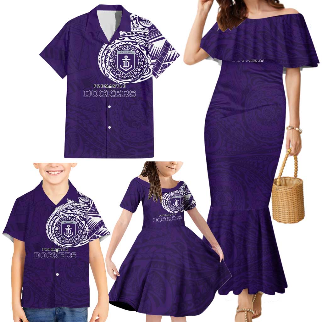 Personalized Fremantle Dockers Polynesian Family Matching Mermaid Dress and Hawaiian Shirt Tribal Chest and Sleeve Tattoo Heritage Warrior