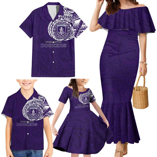 Personalized Fremantle Dockers Polynesian Family Matching Mermaid Dress and Hawaiian Shirt Tribal Chest and Sleeve Tattoo Heritage Warrior