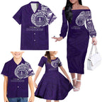 Personalized Fremantle Dockers Polynesian Family Matching Off The Shoulder Long Sleeve Dress and Hawaiian Shirt Tribal Chest and Sleeve Tattoo Heritage Warrior