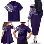 Personalized Fremantle Dockers Polynesian Family Matching Off The Shoulder Long Sleeve Dress and Hawaiian Shirt Tribal Chest and Sleeve Tattoo Heritage Warrior