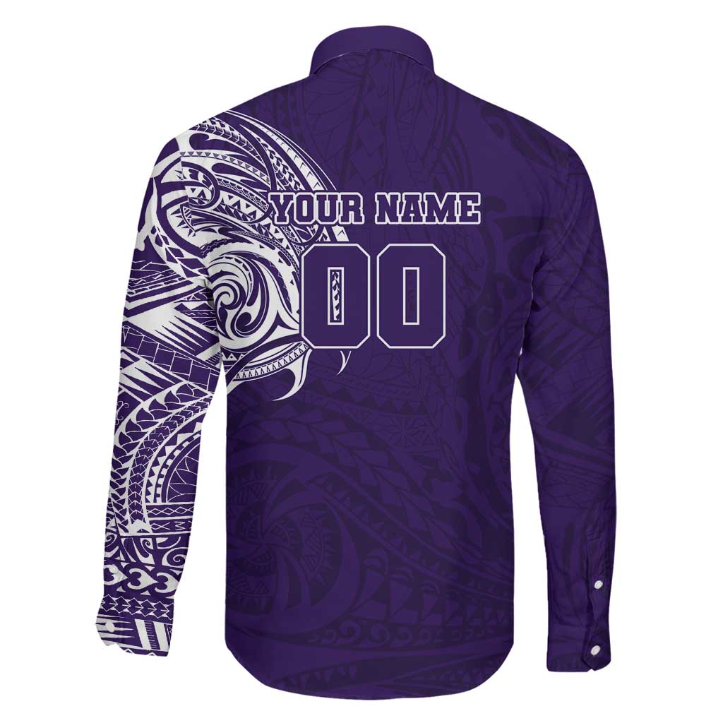 Personalized Fremantle Dockers Polynesian Family Matching Off The Shoulder Long Sleeve Dress and Hawaiian Shirt Tribal Chest and Sleeve Tattoo Heritage Warrior