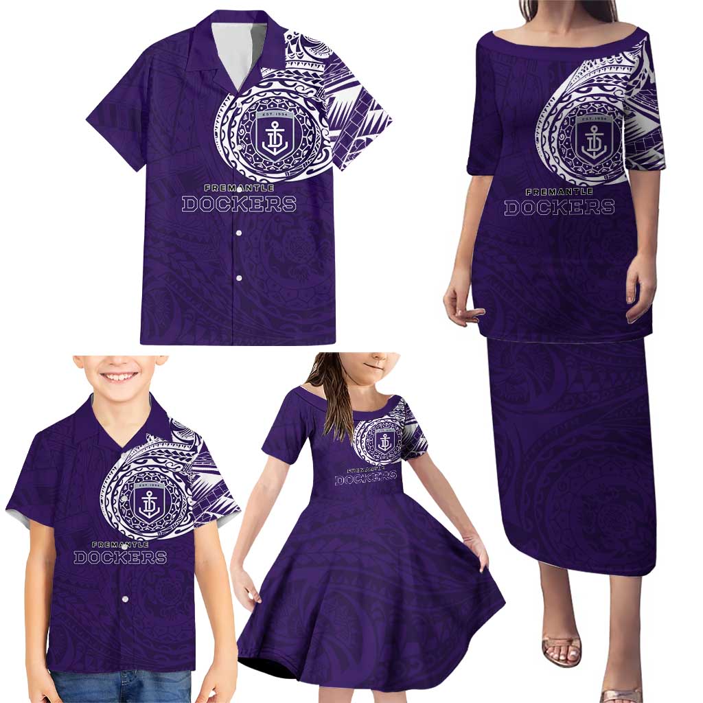 Personalized Fremantle Dockers Polynesian Family Matching Puletasi and Hawaiian Shirt Tribal Chest and Sleeve Tattoo Heritage Warrior