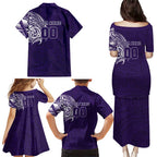Personalized Fremantle Dockers Polynesian Family Matching Puletasi and Hawaiian Shirt Tribal Chest and Sleeve Tattoo Heritage Warrior
