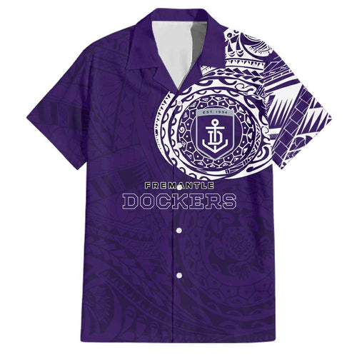 Personalized Fremantle Dockers Polynesian Family Matching Puletasi and Hawaiian Shirt Tribal Chest and Sleeve Tattoo Heritage Warrior