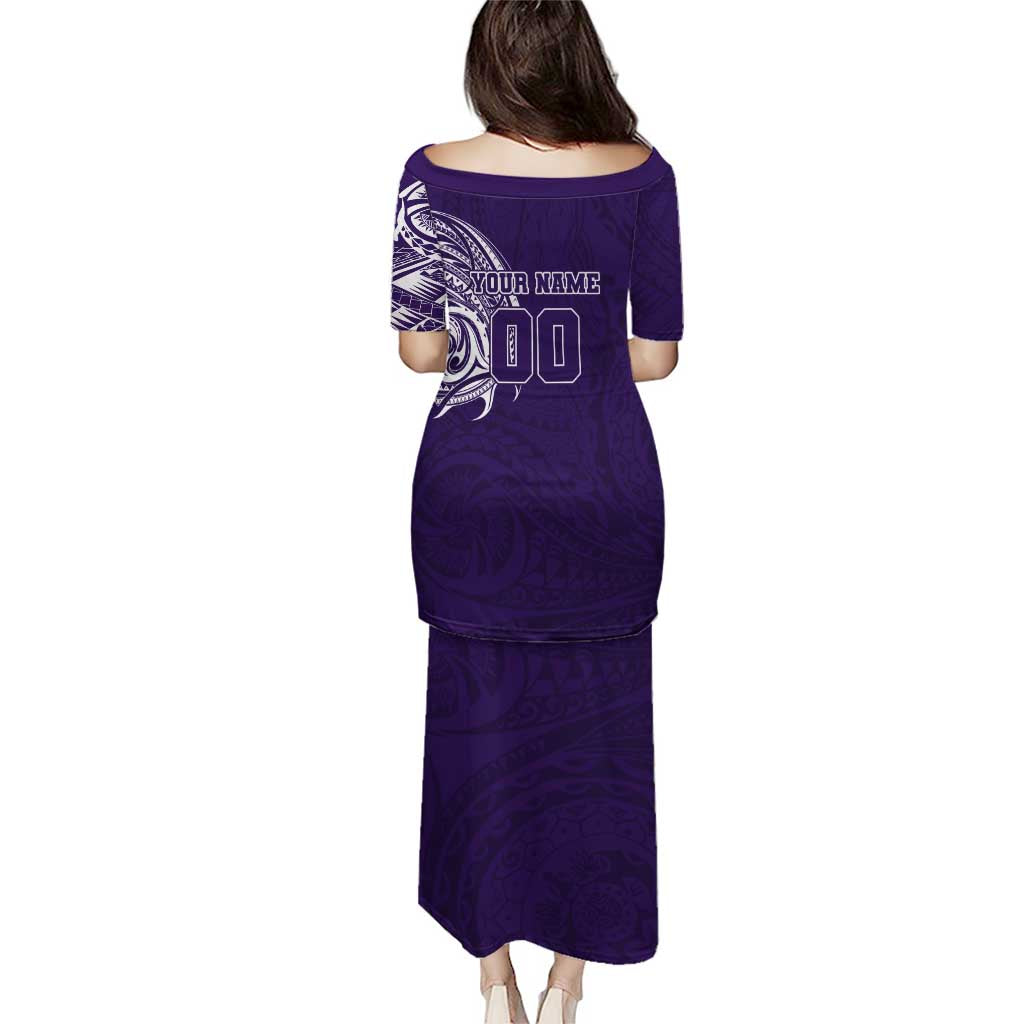 Personalized Fremantle Dockers Polynesian Family Matching Puletasi and Hawaiian Shirt Tribal Chest and Sleeve Tattoo Heritage Warrior