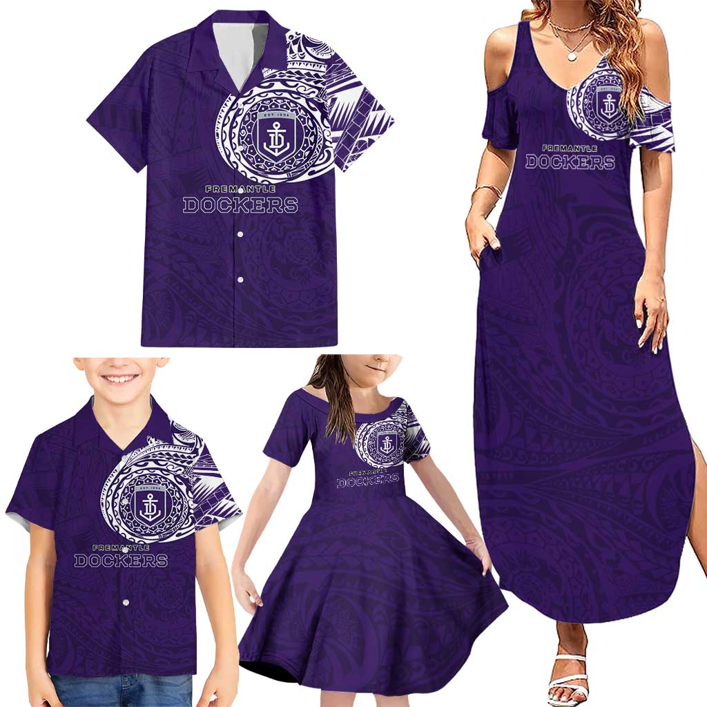Personalized Fremantle Dockers Polynesian Family Matching Summer Maxi Dress and Hawaiian Shirt Tribal Chest and Sleeve Tattoo Heritage Warrior