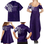 Personalized Fremantle Dockers Polynesian Family Matching Summer Maxi Dress and Hawaiian Shirt Tribal Chest and Sleeve Tattoo Heritage Warrior