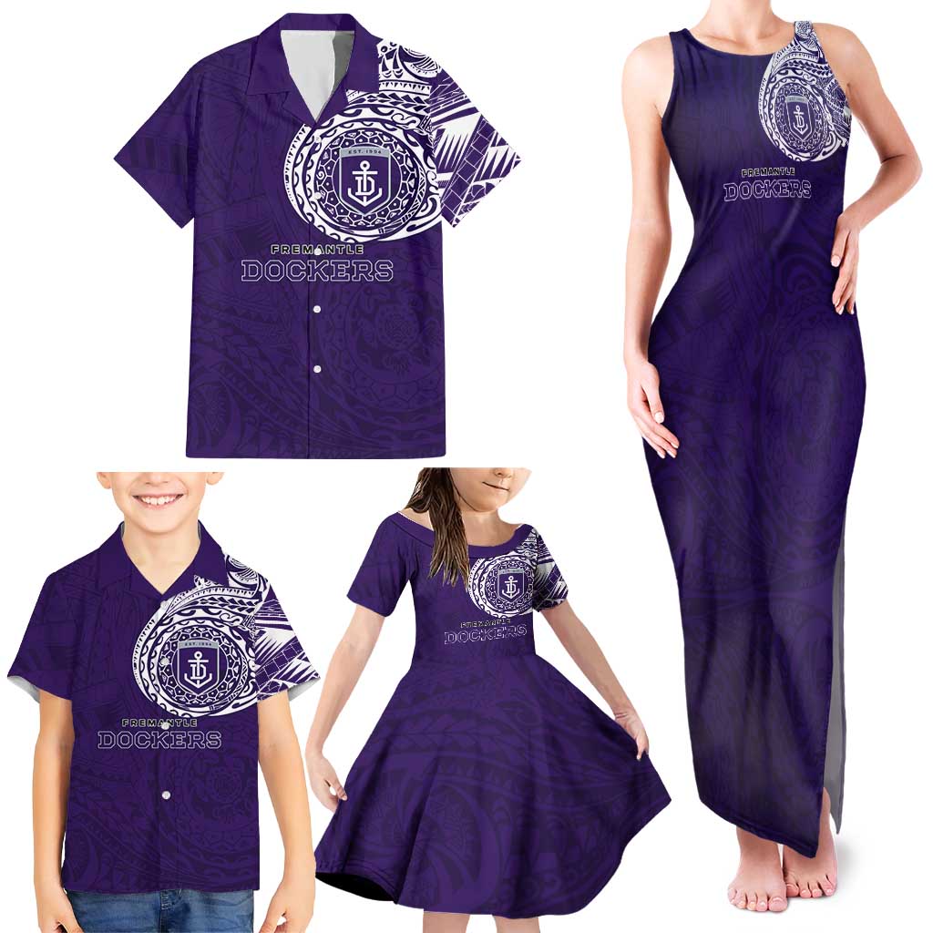 Personalized Fremantle Dockers Polynesian Family Matching Tank Maxi Dress and Hawaiian Shirt Tribal Chest and Sleeve Tattoo Heritage Warrior