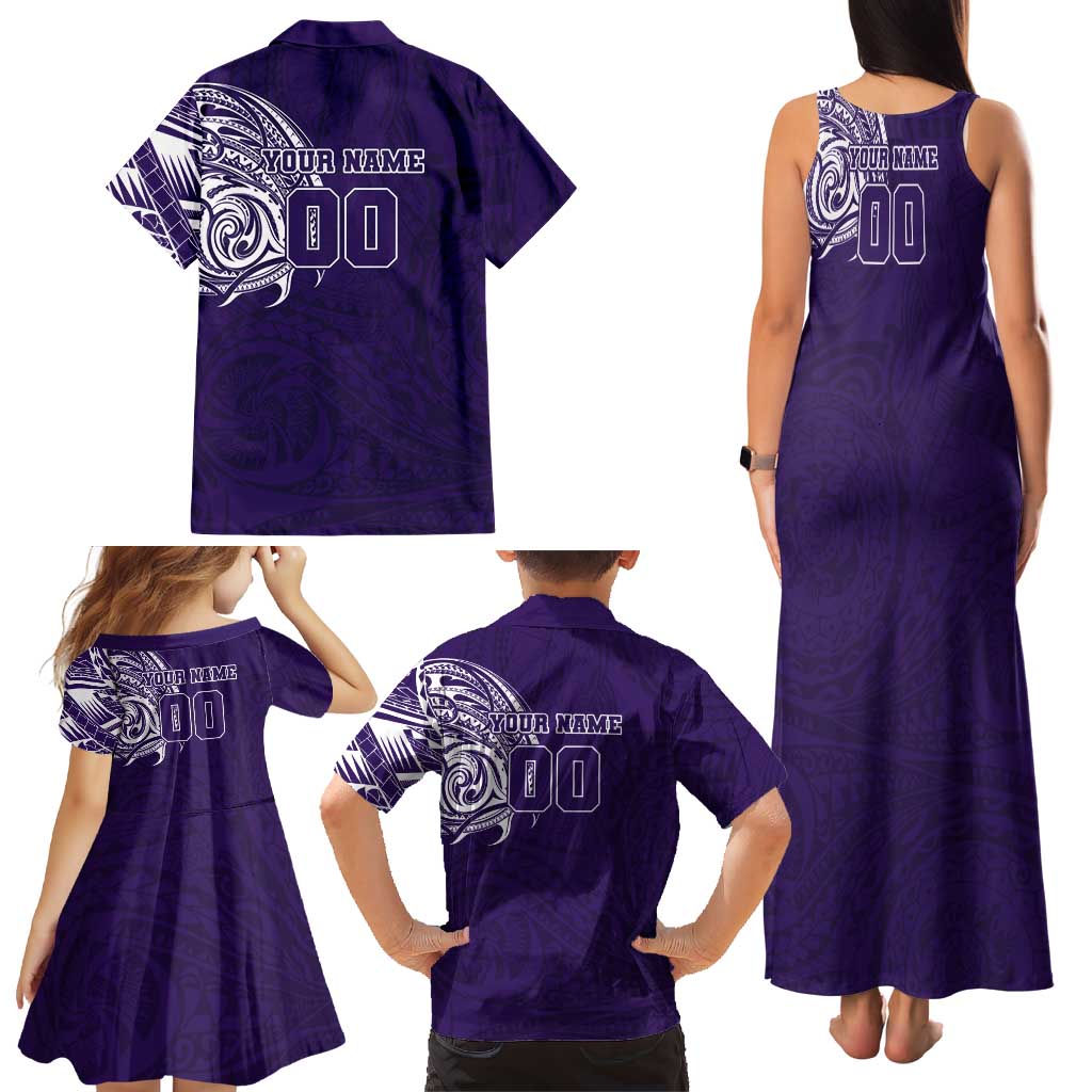 Personalized Fremantle Dockers Polynesian Family Matching Tank Maxi Dress and Hawaiian Shirt Tribal Chest and Sleeve Tattoo Heritage Warrior