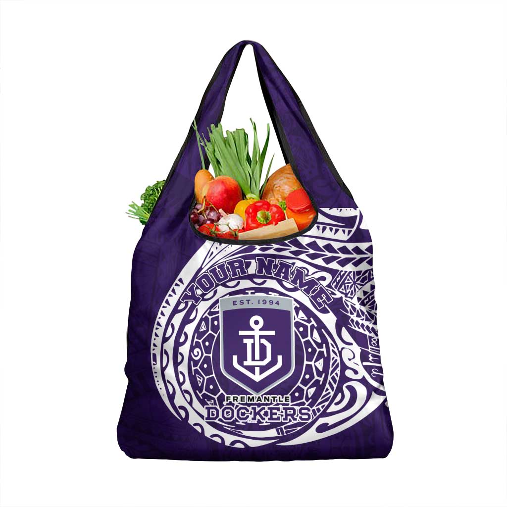 Personalized Fremantle Dockers Polynesian Grocery Bag Tribal Chest and Sleeve Tattoo Heritage Warrior