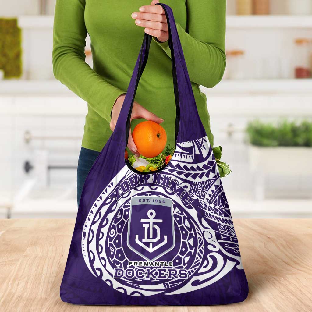 Personalized Fremantle Dockers Polynesian Grocery Bag Tribal Chest and Sleeve Tattoo Heritage Warrior