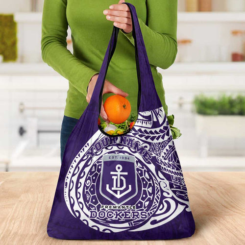 Personalized Fremantle Dockers Polynesian Grocery Bag Tribal Chest and Sleeve Tattoo Heritage Warrior