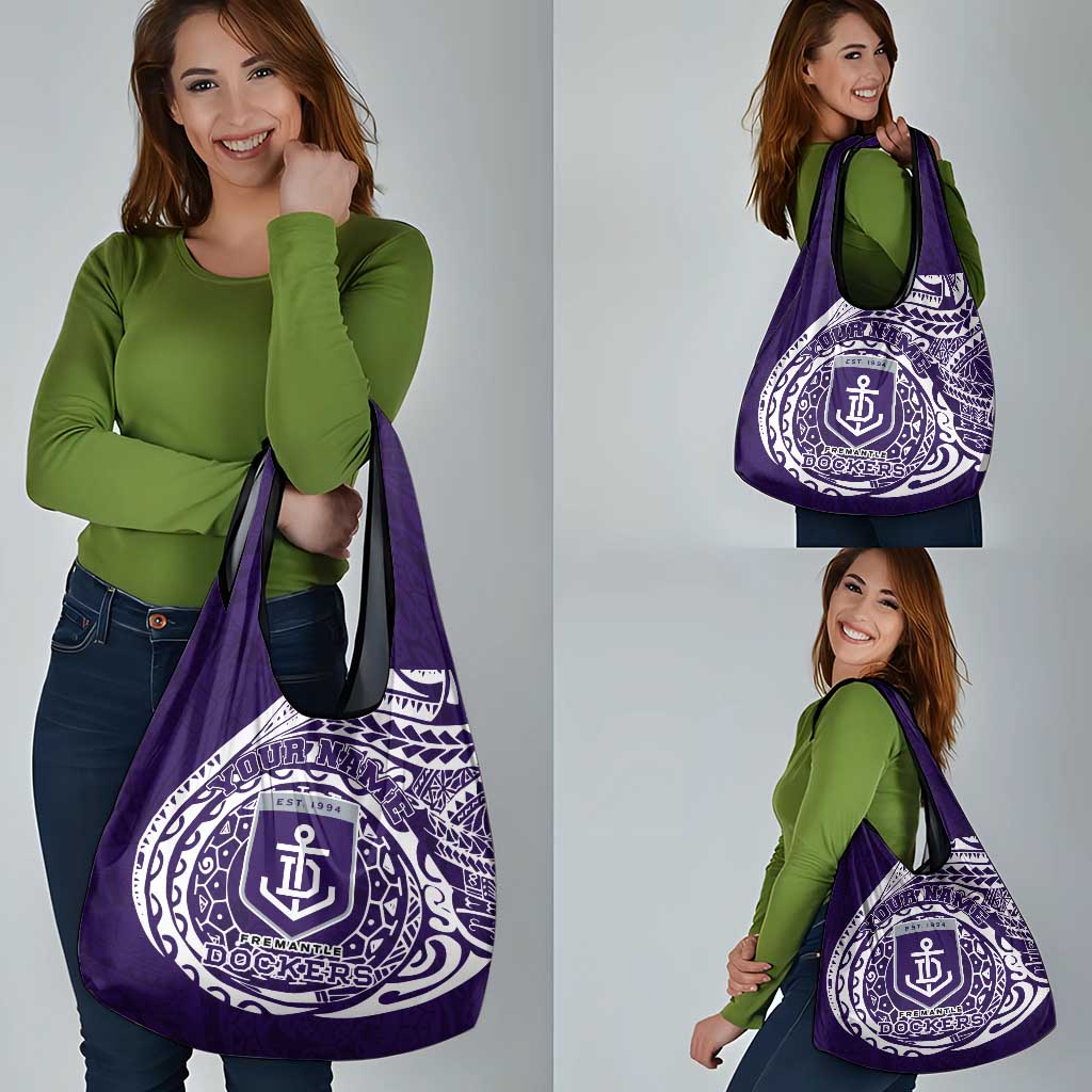 Personalized Fremantle Dockers Polynesian Grocery Bag Tribal Chest and Sleeve Tattoo Heritage Warrior