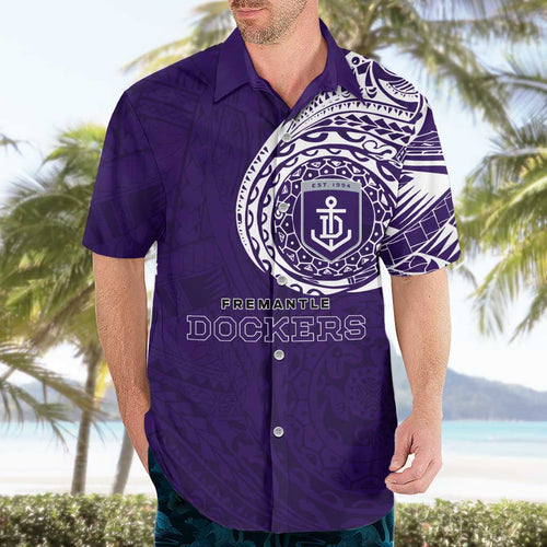Personalized Fremantle Dockers Polynesian Hawaiian Shirt Tribal Chest and Sleeve Tattoo Heritage Warrior