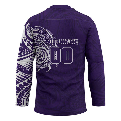 Personalized Fremantle Dockers Polynesian Hockey Jersey Tribal Chest and Sleeve Tattoo Heritage Warrior