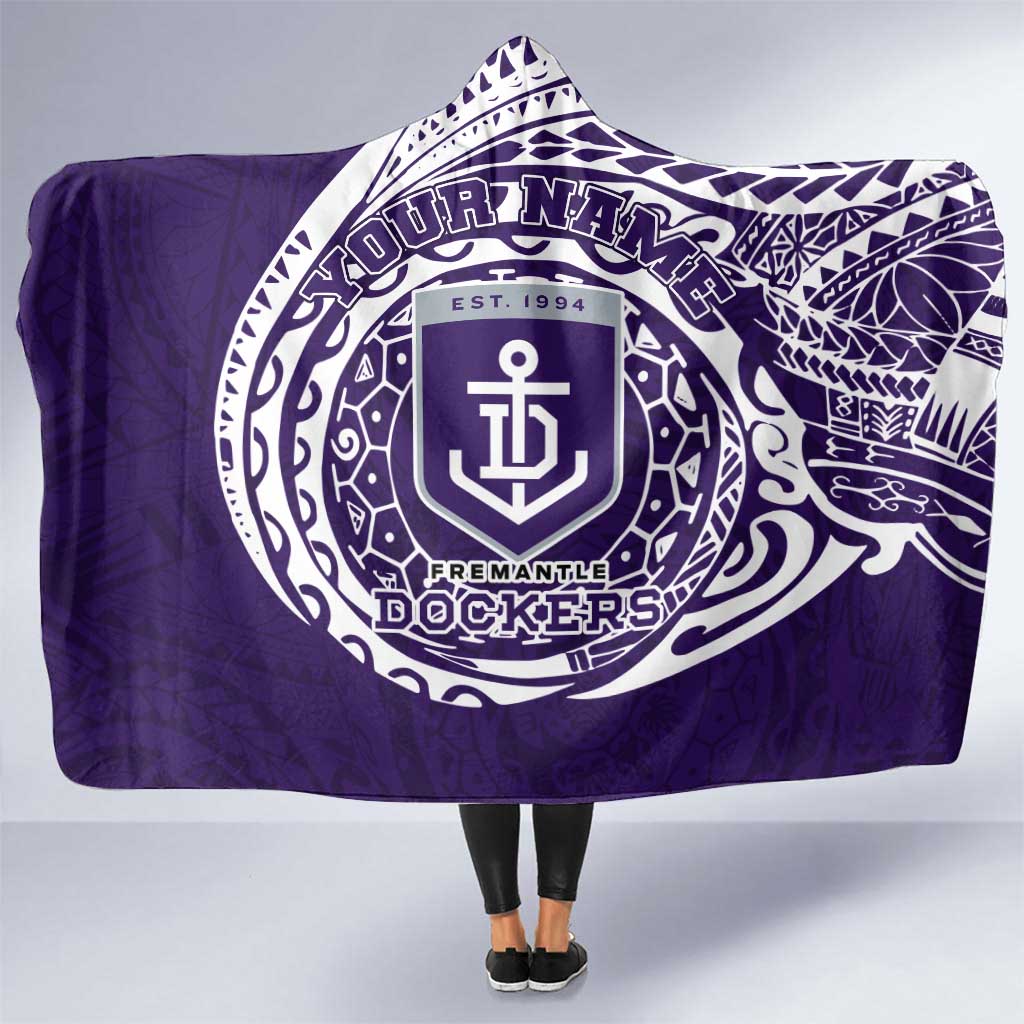 Personalized Fremantle Dockers Polynesian Hooded Blanket Tribal Chest and Sleeve Tattoo Heritage Warrior