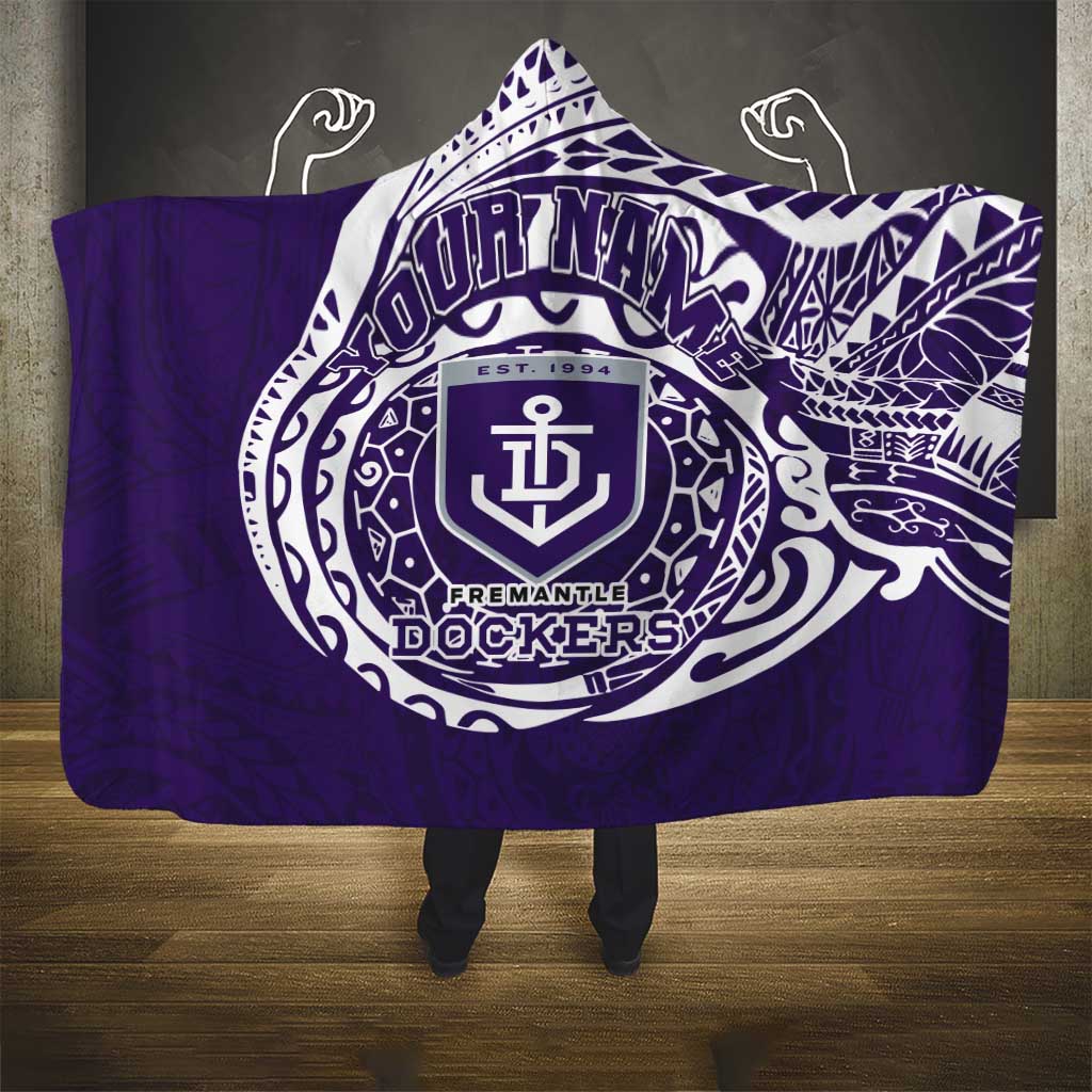 Personalized Fremantle Dockers Polynesian Hooded Blanket Tribal Chest and Sleeve Tattoo Heritage Warrior