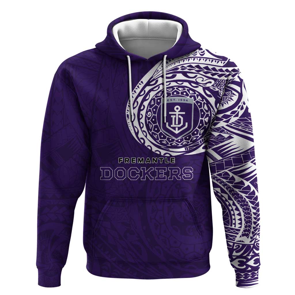 Personalized Fremantle Dockers Polynesian Hoodie Tribal Chest and Sleeve Tattoo Heritage Warrior