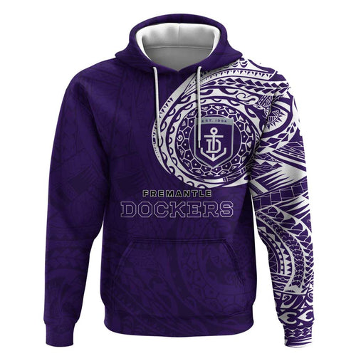 Personalized Fremantle Dockers Polynesian Hoodie Tribal Chest and Sleeve Tattoo Heritage Warrior