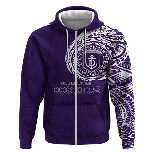 Personalized Fremantle Dockers Polynesian Hoodie Tribal Chest and Sleeve Tattoo Heritage Warrior