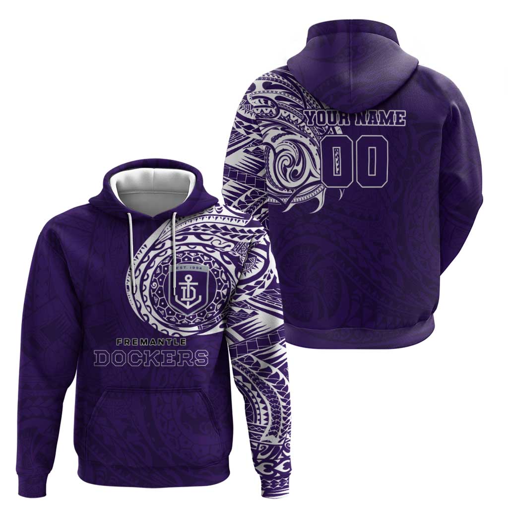 Personalized Fremantle Dockers Polynesian Hoodie Tribal Chest and Sleeve Tattoo Heritage Warrior