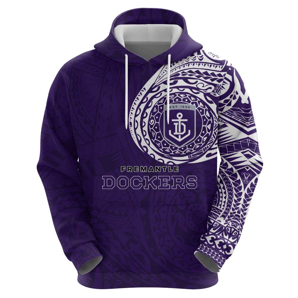 Personalized Fremantle Dockers Polynesian Hoodie Tribal Chest and Sleeve Tattoo Heritage Warrior