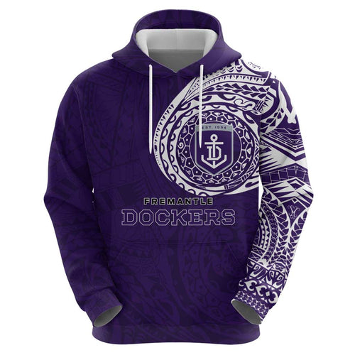 Personalized Fremantle Dockers Polynesian Hoodie Tribal Chest and Sleeve Tattoo Heritage Warrior