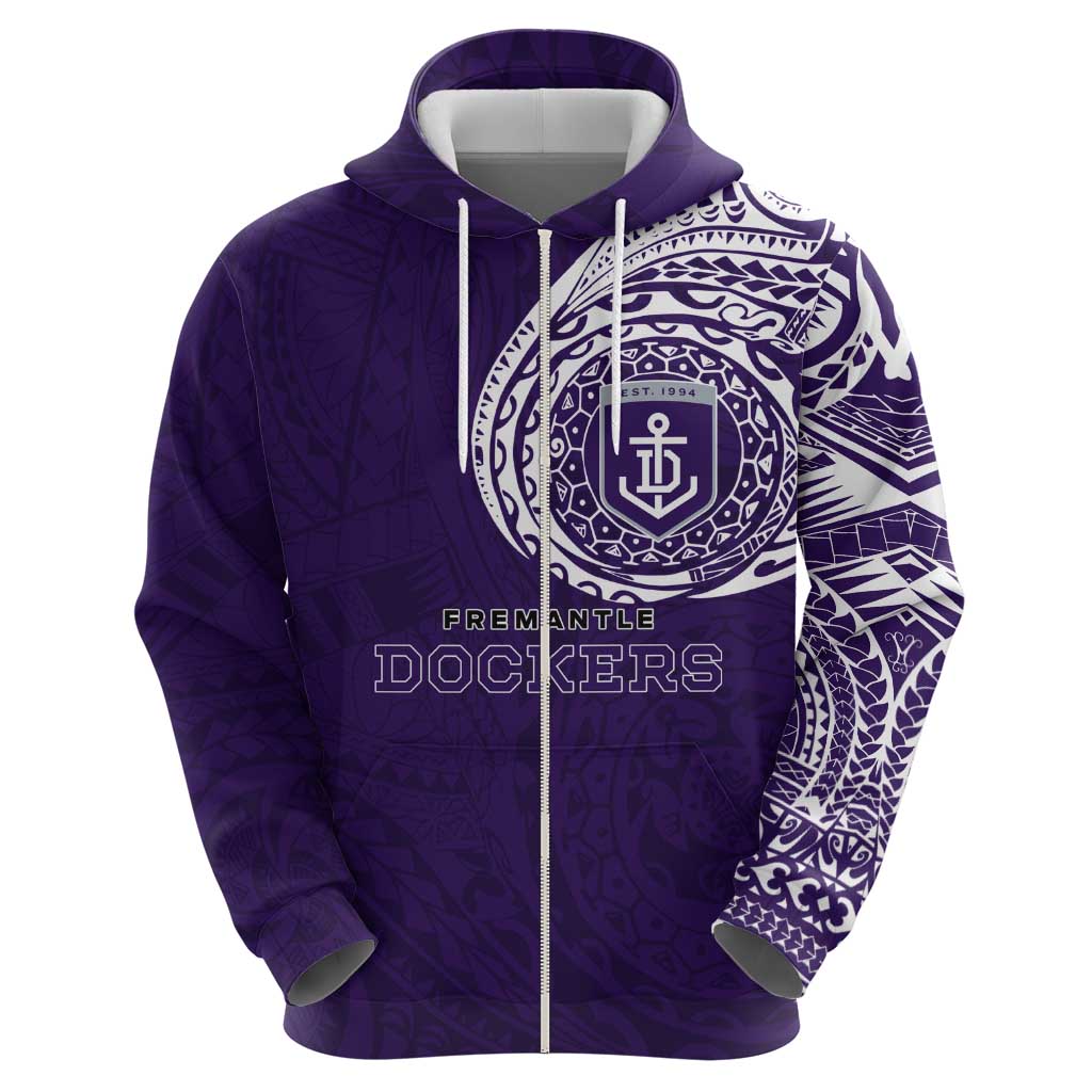 Personalized Fremantle Dockers Polynesian Hoodie Tribal Chest and Sleeve Tattoo Heritage Warrior